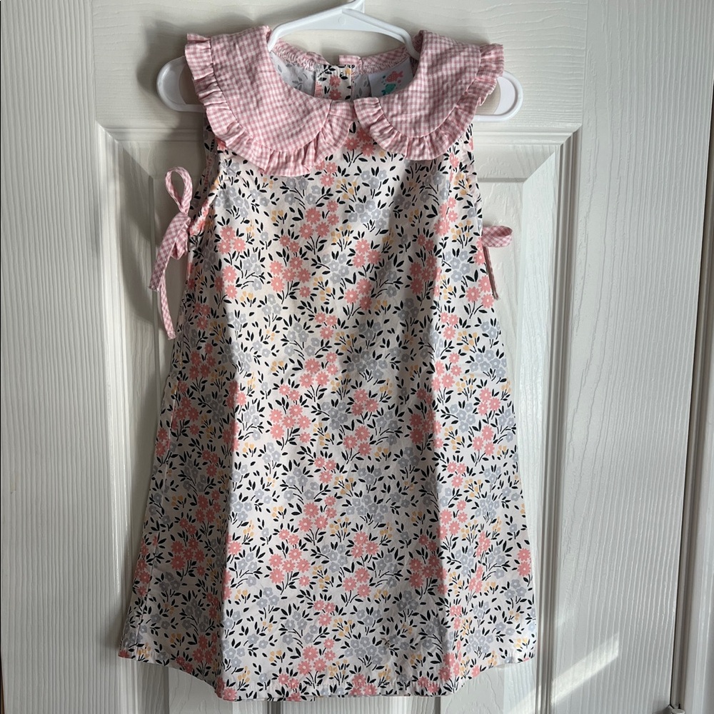 Stitchy Fish Pink Floral Kids Dress